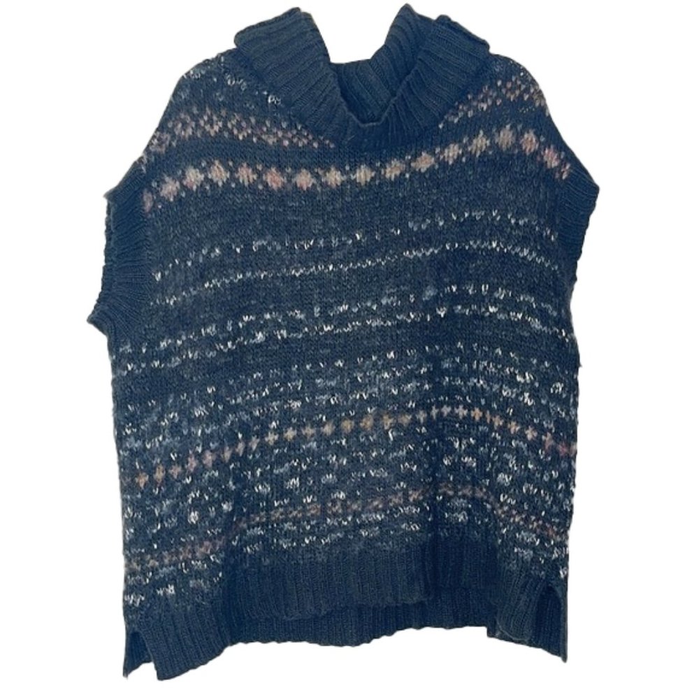 Free People Black and Cream Knit Sweater Vest